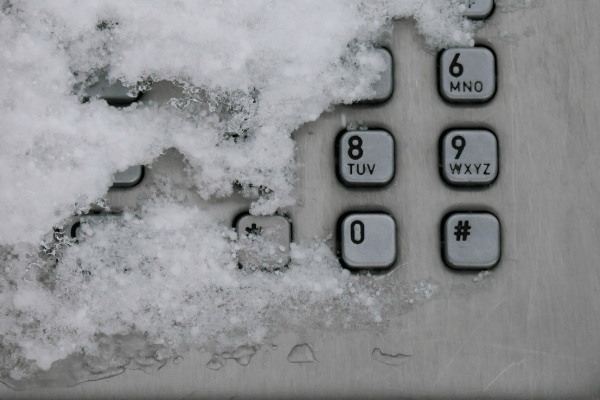 Telephone with ice on